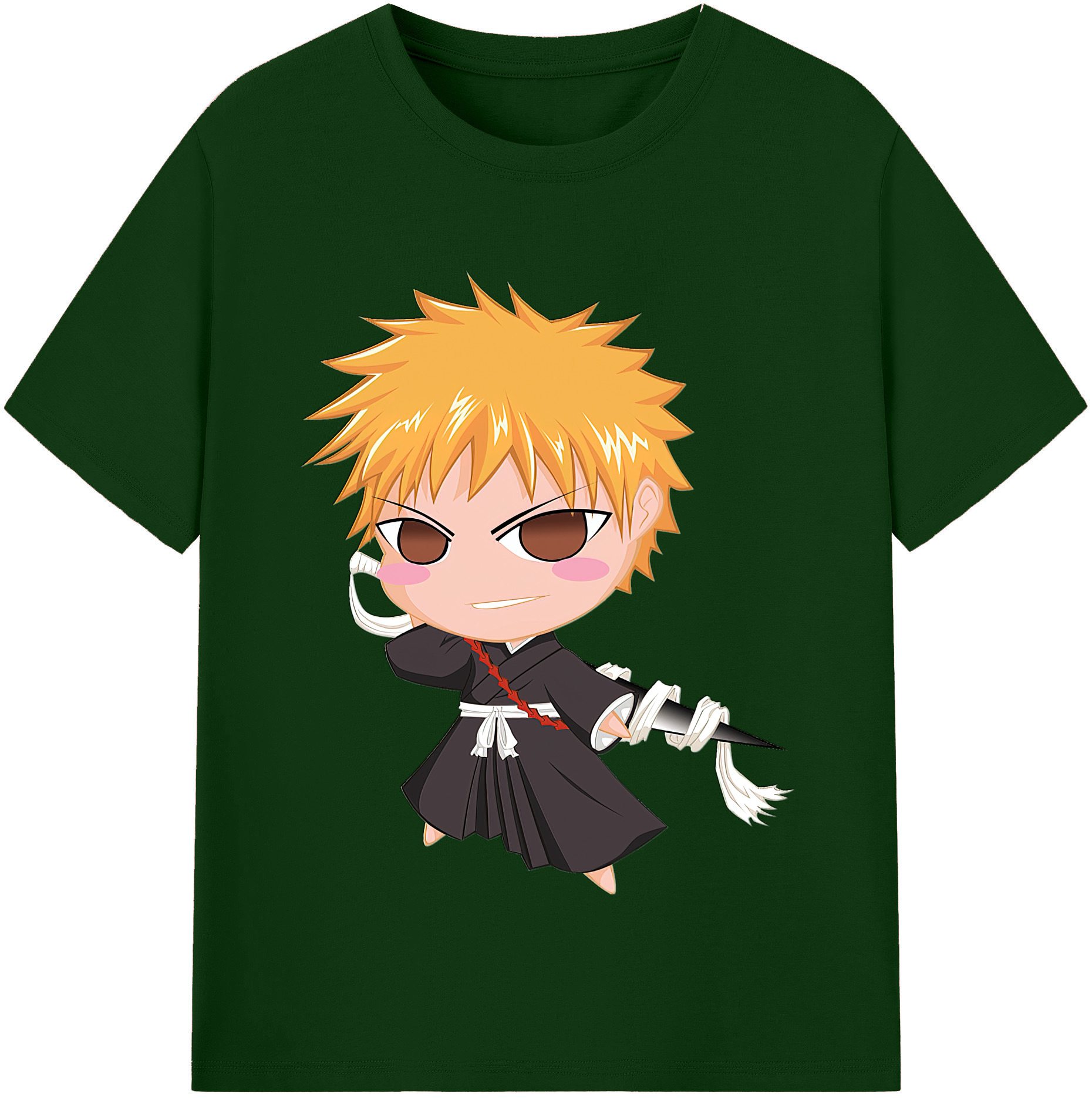 （画像用） ブリーチ 黒崎一護（くろさき いちご）BLEACH Kurosaki Ichigo 綿100％半袖Tシャツ（フロントプリント）